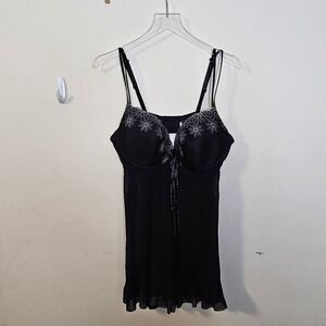 Cacique Sheer Sexy Babydoll Lingerie Teddy Women's Black Size 18/20